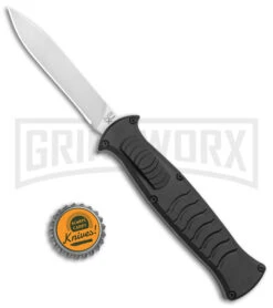 AKC X-treme EVO Black OTF Automatic Knife W/ Pocket Clip - Satin Plain -Best Knifes Shop AKC X Treme EVO OTF Auto Black Satin DP BHQ 141226 jr bottlecap large