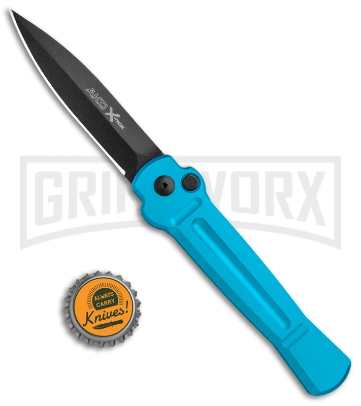 AKC X-treme ACE Light Blue Automatic Knife - Black 6 AKC X-treme ACE Light Blue Automatic Knife - Black - Image 4