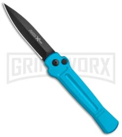AKC X-treme ACE Light Blue Automatic Knife - Black