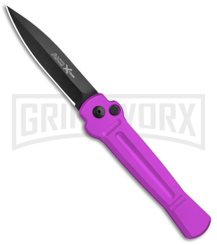 AKC X-treme Ace Purple Automatic Knife - Black Plain 3 AKC X-treme Ace Purple Automatic Knife - Black Plain
