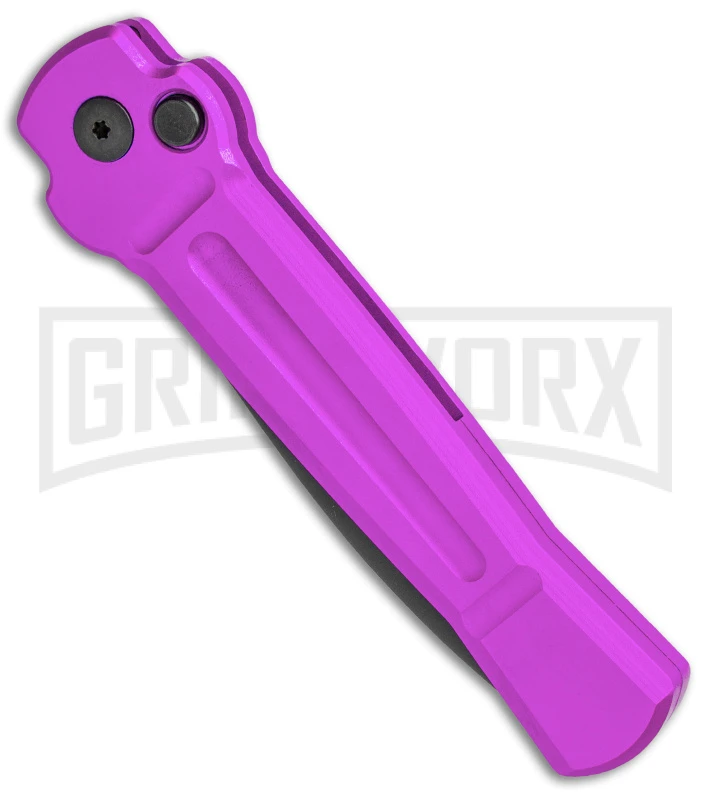 AKC X-treme Ace Purple Automatic Knife - Black Plain 4 AKC X-treme Ace Purple Automatic Knife - Black Plain - Image 2