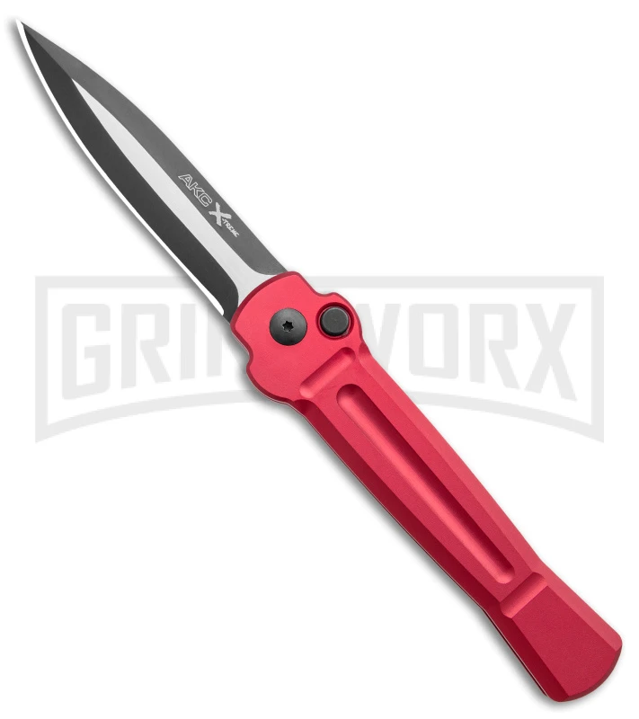 AKC X-treme Ace Red Automatic Knife - Two Tone Plain 3 AKC X-treme Ace Red Automatic Knife - Two Tone Plain