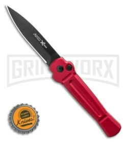 AKC X-treme Ace Red Automatic Knife - Black Plain 9 AKC X-treme Ace Red Automatic Knife - Black Plain -Best Knifes Shop AKC X treme Ace Automatic Knife Red 3.6 Black BHQ 123056 LS Bottlecap large
