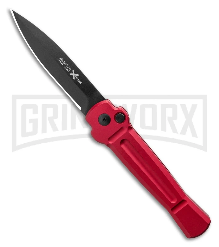 AKC X-treme Ace Red Automatic Knife - Black Plain 3 AKC X-treme Ace Red Automatic Knife - Black Plain