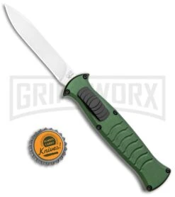 AKC X-treme EVO Green OTF Automatic Knife - Satin Plain -Best Knifes Shop AKC X treme EVO OTF Auto Green Satin BHQ 105417 jr bottlecap large