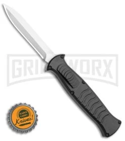 AKC X-treme EVO Black OTF Automatic Knife - Satin Plain Dagger -Best Knifes Shop AKC X treme EVO OTF Automatic Knife Black 3.5 Satin Dagger BHQ 119723 LS Bottlecap large