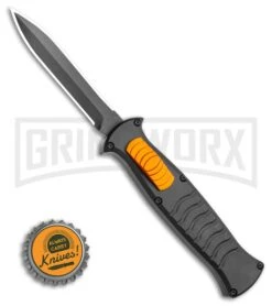 AKC X-treme EVO Black / Orange Slide OTF Automatic Knife - Black Plain Dagger -Best Knifes Shop AKC X treme EVO OTF Automatic Knife Black Orange Slide 3.5 Black Dagger BHQ 119626 LS Bottlecap large
