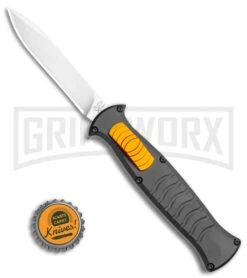 AKC X-treme EVO Black / Orange Slide OTF Automatic Knife - Satin Plain -Best Knifes Shop AKC X treme EVO OTF Automatic Knife Black Orange Slide 3.5in Satin BHQ 114879 LS Bottlecap large