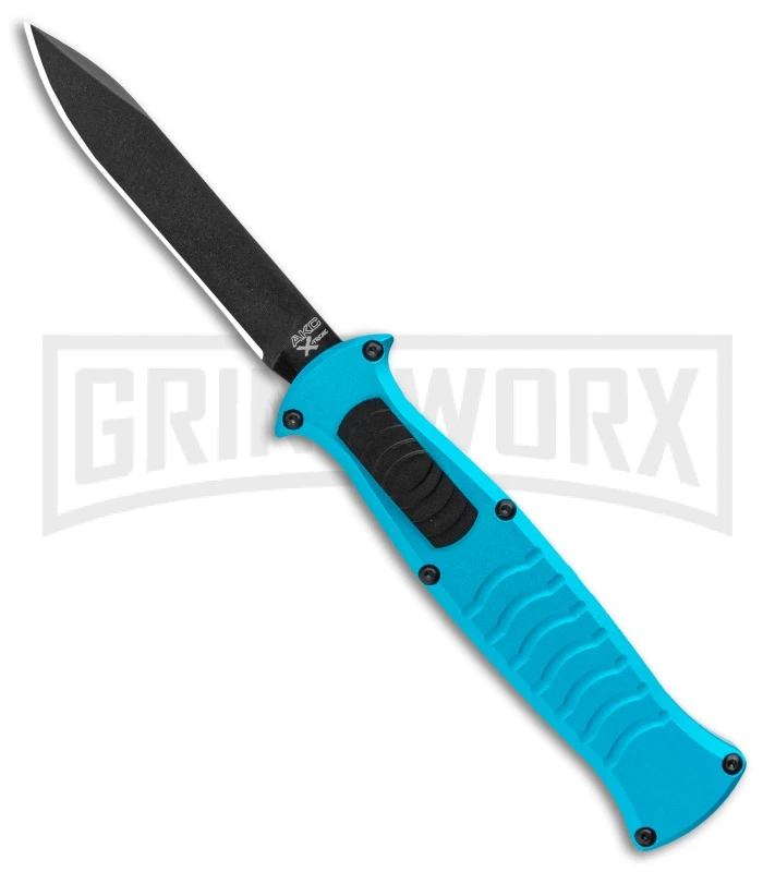 AKC X-treme EVO Blue OTF Automatic Knife - Black Plain 3 AKC X-treme EVO Blue OTF Automatic Knife - Black Plain