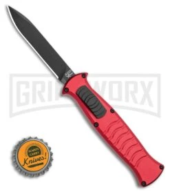 AKC X-treme EVO RB OTF Automatic Knife - Red Black Plain -Best Knifes Shop AKC X treme EVO OTF Automatic Knife Red 3.5in Black EVO ROB BHQ 115345 LS Bottlecap large