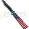 American Flag Balisong Butterfly Knife Black - Blade Pain -Best Knifes Shop American Flag Balisong Butterfly Black Blade BF 202 5 GX 37597 jr large