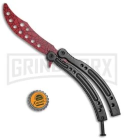 Andux CS Black Balisong Butterfly Trainer - Cracked Red Holes 9 Andux CS Black Balisong Butterfly Trainer - Cracked Red Holes -Best Knifes Shop Andux C S Black Balisong Butterfly Trainer Cracked Red Holes A0002975 BP 24576 jr bottlecap large