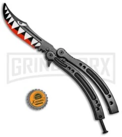 Andux CS Black Balisong Butterfly Trainer - Shark Bomber Plain -Best Knifes Shop Andux C S Black Balisong Butterfly Trainer Shark Bomber Plain A0002818 BP 24573 jr bottlecap large