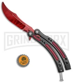 Andux CS Red/Black Balisong Butterfly Trainer - Red Plain -Best Knifes Shop Andux C S Red Black Balisong Butterfly Trainer Red Plain A0002538 BP 24571 jr bottlecap large