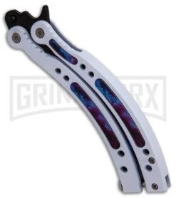 Andux CS Balisong White Butterfly Knife W/ Stardust Inlays - Bowie Stardust 8 Andux CS Balisong White Butterfly Knife W/ Stardust Inlays - Bowie Stardust -Best Knifes Shop Andux CS Balisong White Butterfly Stardust Inlays Bowie Stardust GX 32298 er spine large