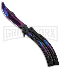Andux CS Black Balisong Butterfly Knife W/ Stardust Inlays - Bowie Stardust