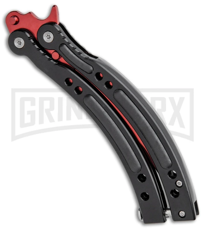 Andux CS Red/Black Balisong Butterfly Kinfe W/Black Handle/ Inlays -Red Plain 4 Andux CS Red/Black Balisong Butterfly Kinfe W/Black Handle/ Inlays -Red Plain - Image 2