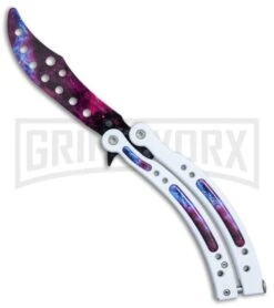 Andux CS White/Stardust Balisong Butterfly Trainer - Stardust Holes