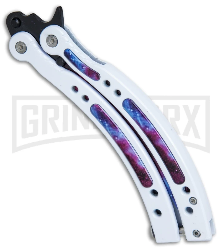 Andux CS White/Stardust Balisong Butterfly Trainer - Stardust Holes 5 Andux CS White/Stardust Balisong Butterfly Trainer - Stardust Holes - Image 3