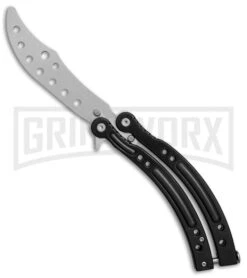 Andux CS Black Balisong Butterfly Trainer - Satin Holes