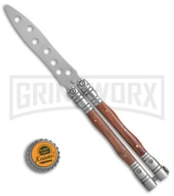 Andux Grift Rosewood Balisong Butterfly Trainer - Satin -Best Knifes Shop Andux Grift Rosewood trainer satin BP 24592 er bottlecap large