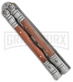 Andux Grift Rosewood Balisong Butterfly Trainer - Satin -Best Knifes Shop Andux Grift Rosewood trainer satin BP 24592 er spine large