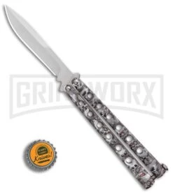 Andux Skull Fly Gray Butterfly Knife - Polished Bayo -Best Knifes Shop Andux Skull Fly Gray Butterfly Knife Polished Bayo GX 32722 er bottlecap large