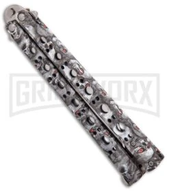 Andux Skull Fly Gray Butterfly Knife - Polished Bayo -Best Knifes Shop Andux Skull Fly Gray Butterfly Knife Polished Bayo GX 32722 er spine large