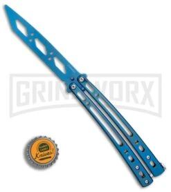 Andux Spectre Blue Balisong Butterfly Trainer - Tanto Blue -Best Knifes Shop Andux Spectre Blue trainer tanto blue BP 24593 er bottlecap large