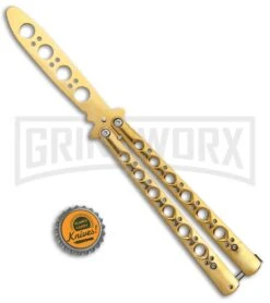Skeletrainer Gold Butterfly Trainer (4" Gold) -Best Knifes Shop Andux Tarragon Gold Butterfly Trainer Gold K 220 B GX 37591 jr bottlecap large