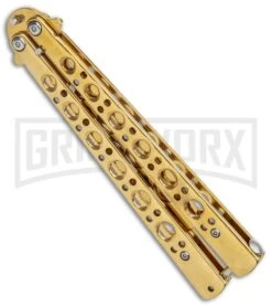 Skeletrainer Gold Butterfly Trainer (4" Gold) -Best Knifes Shop Andux Tarragon Gold Butterfly Trainer Gold K 220 B GX 37591 jr side large