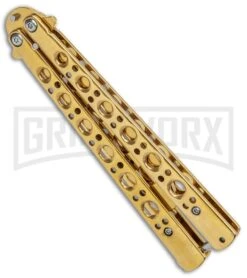 Skeletrainer Gold Butterfly Trainer (4" Gold) -Best Knifes Shop Andux Tarragon Gold Butterfly Trainer Gold K 220 B GX 37591 jr spine large