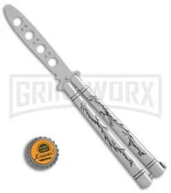 Andux Tarragon Stainless Steel Butterfly Trainer - Satin -Best Knifes Shop Andux Tarragon Stainless trainer satin BP 24591 er bottlecap large