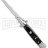 9" Anomaly Stiletto Black Pearlex Automatic Knife - Satin Kriss -Best Knifes Shop Anomally 9in Stiletto Black Pearlex Black Auto Satin Kriss BHQ 163543 jr large