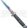 Anomaly 9" Black Speckle Stiletto Style Automatic Knife - Spectrum Plain -Best Knifes Shop Anomaly 9in Black Speckle Stiletto Style Auto Spectrum Plain A150PR BP 25375 jr large