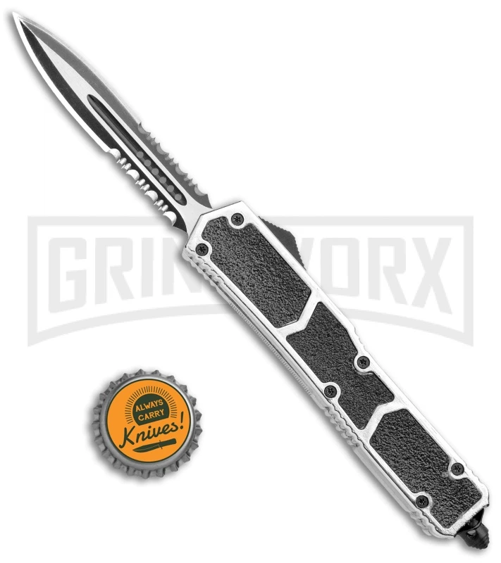 Atomic Slim Dagger OTF Automatic Knife Silver - Serr Two Tone Dagger 7 Atomic Slim Dagger OTF Automatic Knife Silver - Serr Two Tone Dagger - Image 5