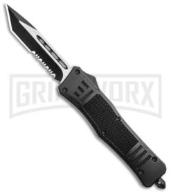 Atomic Defender Medium OTF Automatic Knife Black - Serr Two Tone Tanto