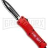 Atomic Defender Large OTF Automatic Knife Fire Dept. Red - Serr Two Tone Dagger