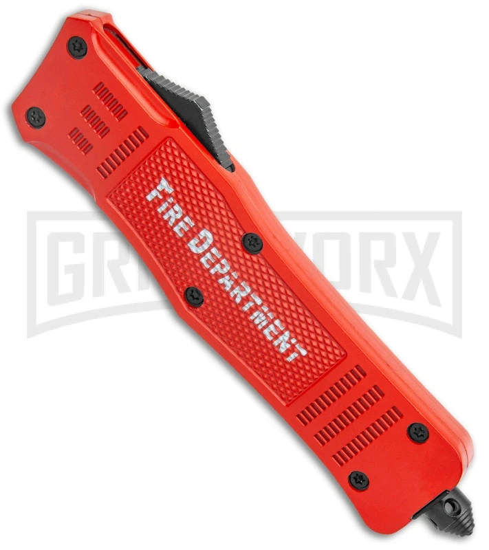 Atomic Defender Large OTF Automatic Knife Fire Dept. Red - Two Tone Drop Point 4 Atomic Defender Large OTF Automatic Knife Fire Dept. Red - Two Tone Drop Point - Image 2