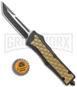 Atomic Destroyer OTF Automatic Knife Black/Tan Box Textured - Two Tone Tanto -Best Knifes Shop Atomic Defender Medium OTF Auto Black Tan Checkered TT Tanto GX 35946 jr bottlecap large