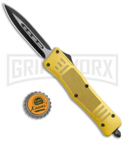 Medium Atomic Defender Gold Automatic Dagger Knife - Two-Tone Plain 11 Medium Atomic Defender Gold Automatic Dagger Knife - Two-Tone Plain -Best Knifes Shop Atomic Defender Medium OTF Auto Gold TT Dagger BHQ 141072 jr bottlecap large