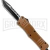 Medium Atomic Defender Brown Automatic Tanto Knife - Two-Tone Plain -Best Knifes Shop Atomic Defender Medium OTF Auto SAnd Brown TT Tanto GX 37471 jr large