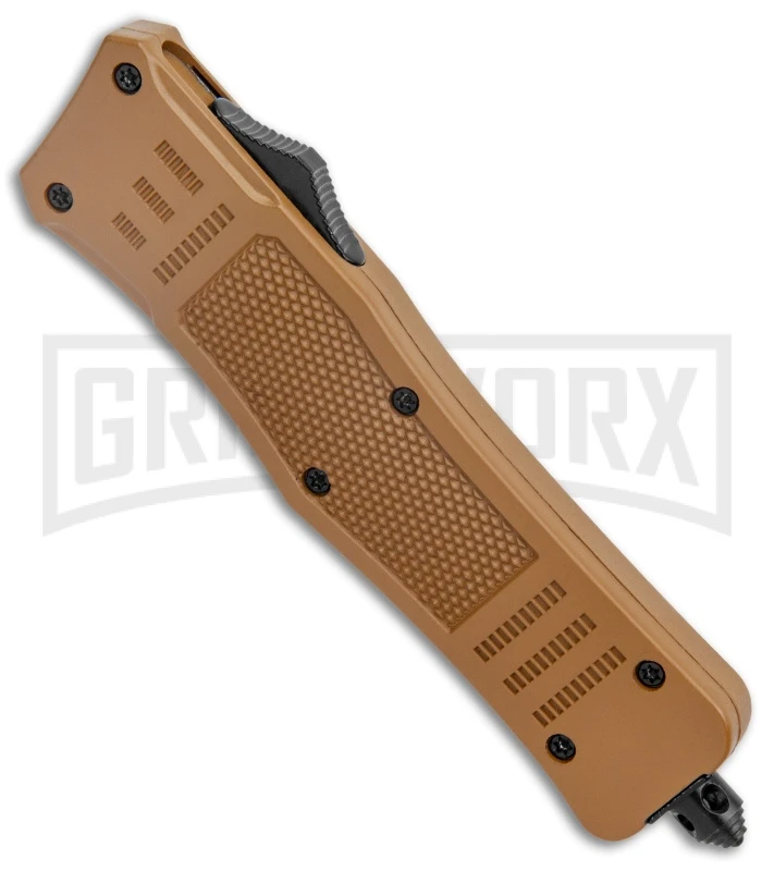 Atomic Defender Medium OTF Automatic Knife Sand Brown - Two Tone Tanto SER 4 Atomic Defender Medium OTF Automatic Knife Sand Brown - Two Tone Tanto SER - Image 2