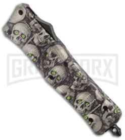 Atomic Defender Medium OTF Skull Tanto Knife - (3.25" Satin) 8 Atomic Defender Medium OTF Skull Tanto Knife - (3.25" Satin) -Best Knifes Shop Atomic Defender Medium OTF Auto White Skull TT Tanto Serr GX 37415 jr spine large