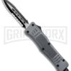 Atomic Defender Mini OTF Automatic Knife Gray - Serrated Two Tone Dagger -Best Knifes Shop Atomic Defender Mini OTF Auto Gray TT Dagger Serr GX 37391 jr large