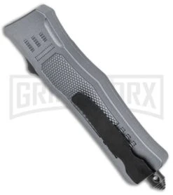 Atomic Defender Mini OTF Automatic Knife Gray - Serrated Two Tone Dagger -Best Knifes Shop Atomic Defender Mini OTF Auto Gray TT Dagger Serr GX 37391 jr side large