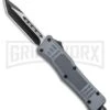 Atomic Defender Mini OTF Automatic Tanto Knife Gray (2.75" Two-Tone Satin) -Best Knifes Shop Atomic Defender Mini OTF Auto Gray TT Tanto GX 37472 jr large