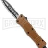 Atomic Defender Mini OTF Automatic Knife Sand Brown - Two Tone Spear Point -Best Knifes Shop Atomic Defender Mini OTF Auto Sand Brown TT Dagger GX 37552 jr large