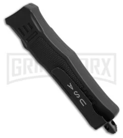 Atomic Defender Mini OTF Automatic Knife Black - Damascus Dagger Plain -Best Knifes Shop Atomic Defender Mini OTF Automatic Knife Black Damascus Dagger Plain GX 42355 hd side large