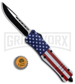 Atomic Defender Large OTF Knife Stars & Stripes Flag - Two Tone Drop Point -Best Knifes Shop Atomic Defender US Flag OTF Auto TT Plain GX 33413 jr bottlecap large